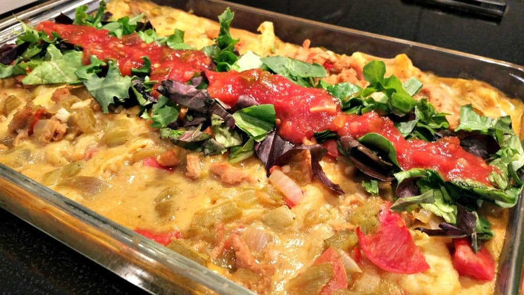 vegan green chile chicken enchildas