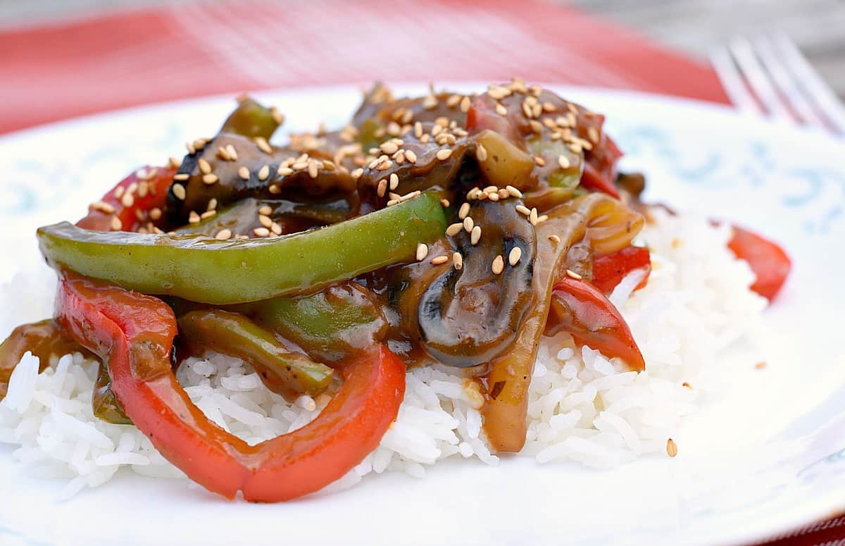 vegan chinese pepper steak
