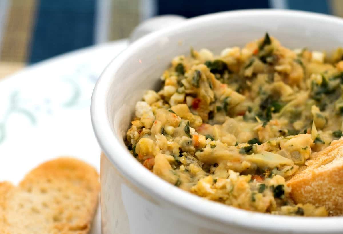 vegan spinach artichoke bean dip