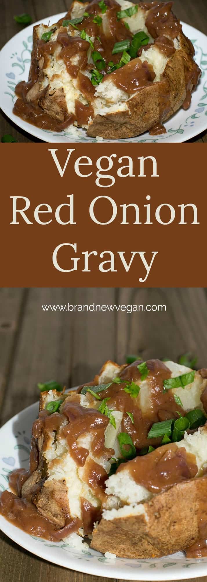 This Vegan Red Onion Gravy will surely be the hit of the party. A rich, flavorful gravy perfect for ladling over fluffy baked potatoes, or that Holiday Lentil Loaf. 
