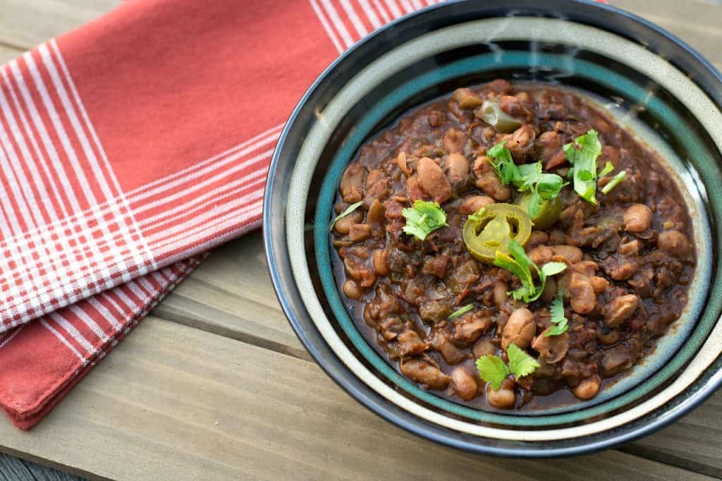 instant pot charro beans with vegan chorizo