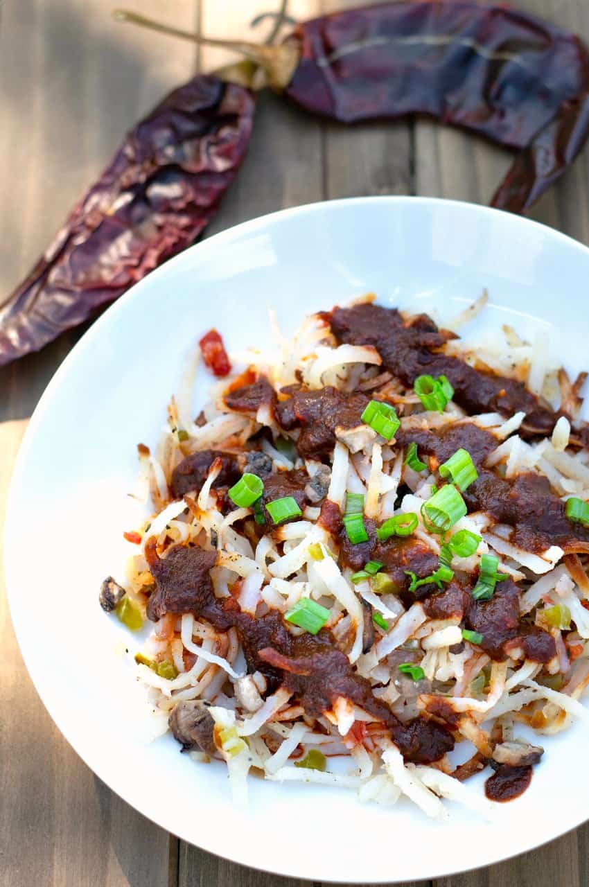 Veggie Papas with Red Chile Sauce