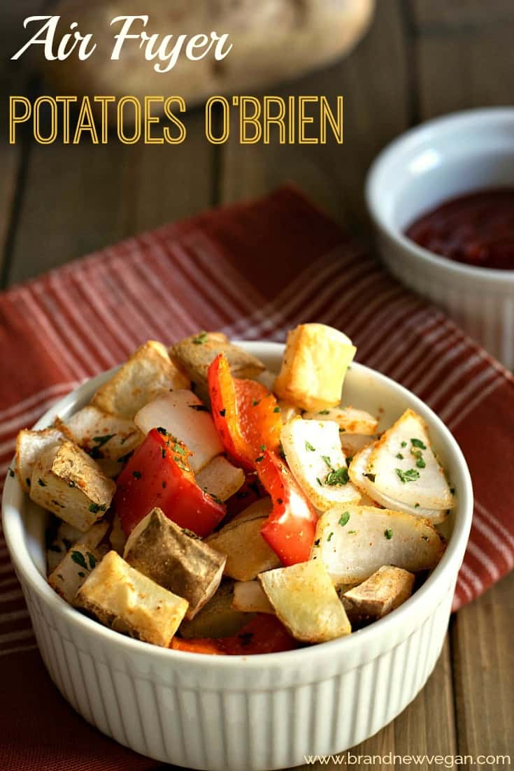 These fat-free Potatoes O'Brien are not only deliscious, they're FAST too when you use you air fryer. Country potatoes with a little bling .. :)