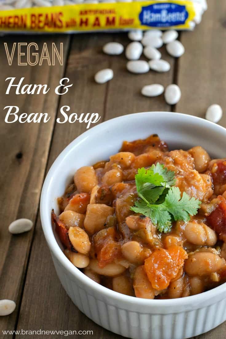 #ad An inexpensive but healthy Vegan Ham and Bean Soup with tons of great southwestern flavor. Easy to make in less than an hour using your Instant Pot Pressure Cooker