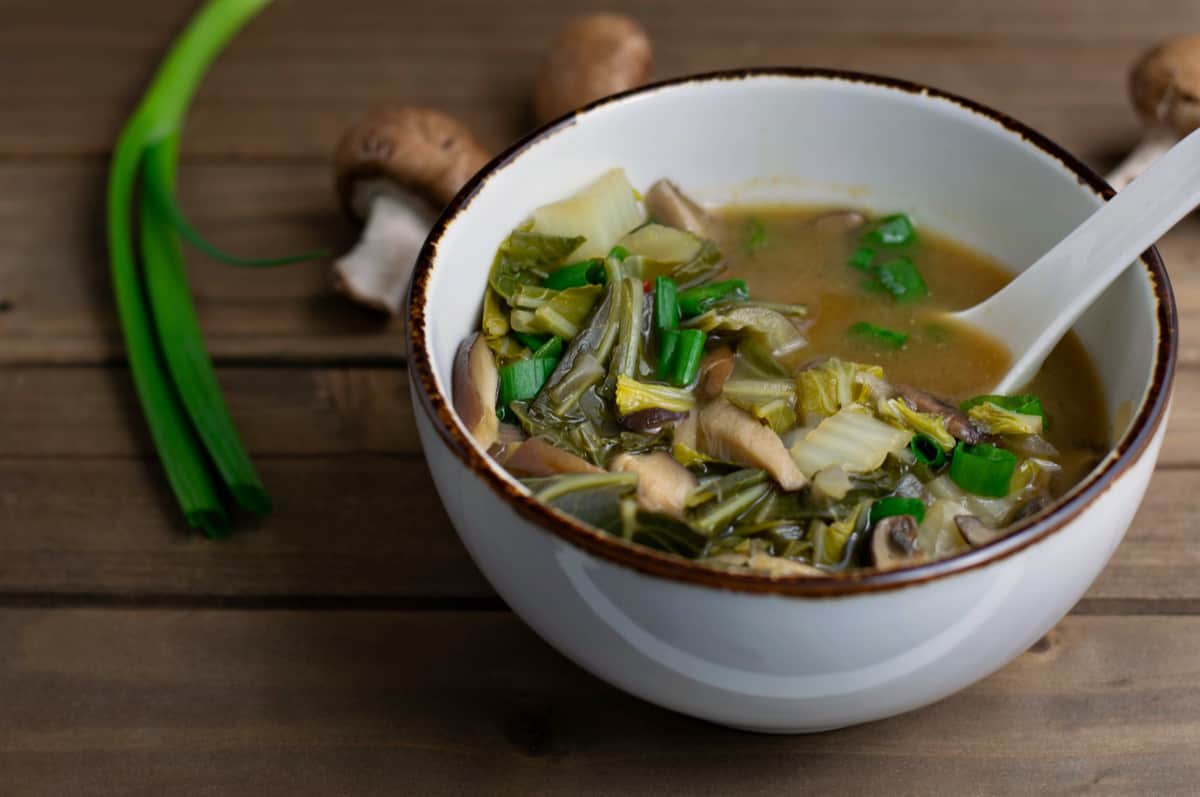 Vegan Mushroom Bok Choy Soup