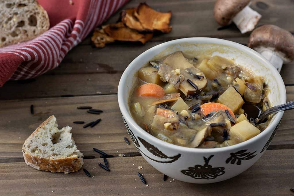 vegan wild rice mushroom stew
