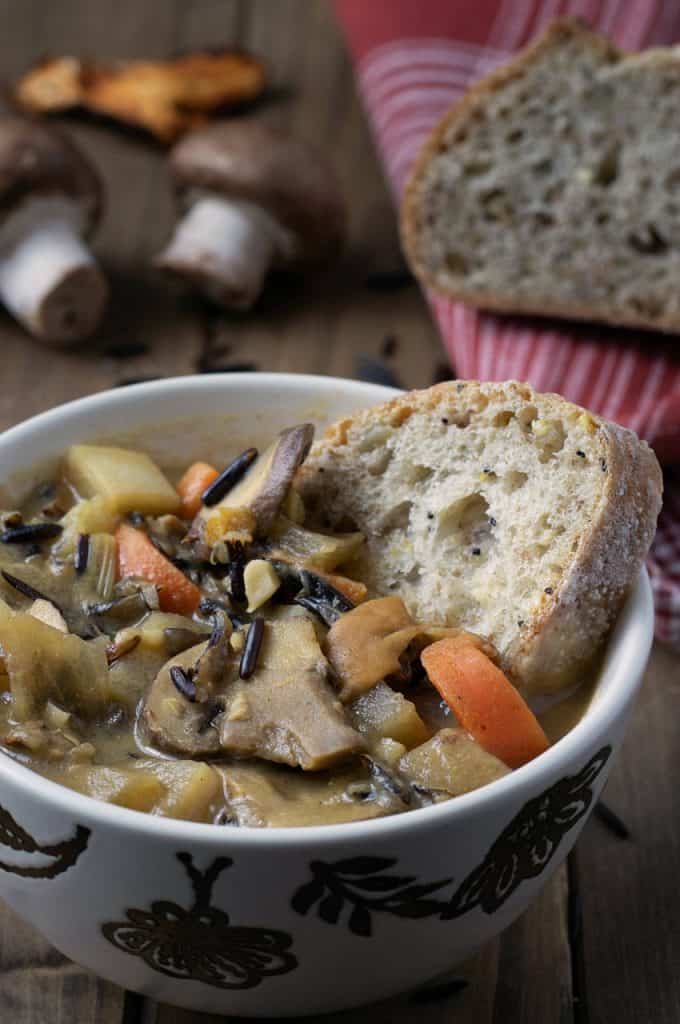 vegan wild rice mushroom stew