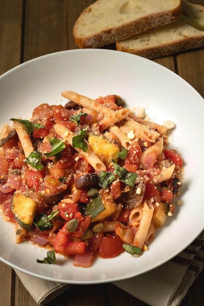 oil-free caponata pasta