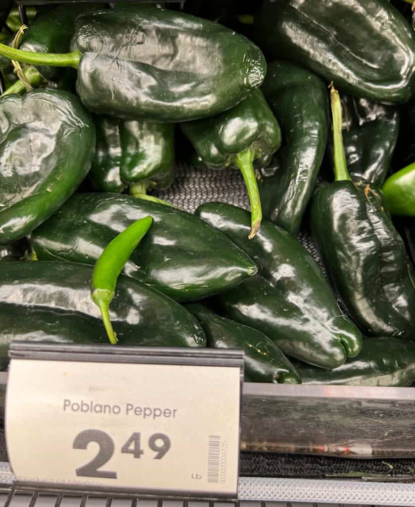 picture of poblano Chile peppers in the store