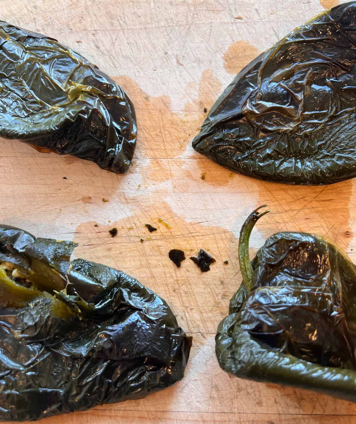 4 roasted poblano peppers
