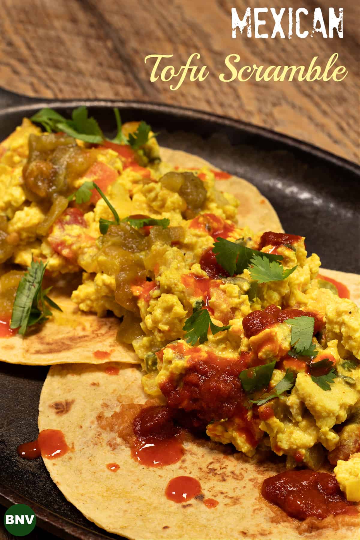 mexican tofu scramble with red chile and green chile