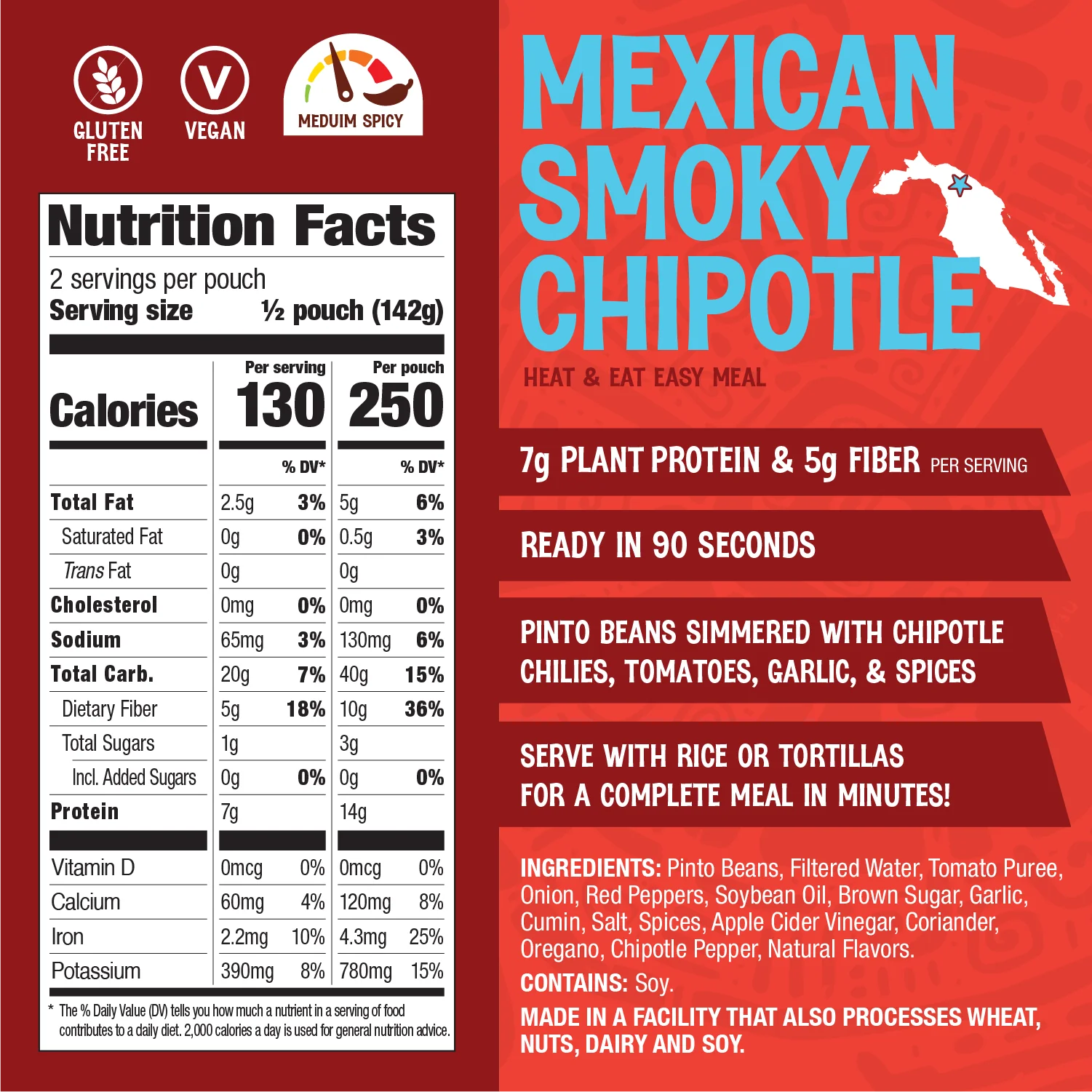 nutritional label for mexican smoky chipotle
