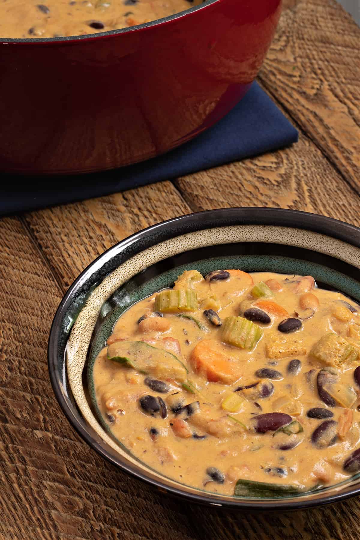 cheesy mexican 3-bean soup using plantpure meal starters