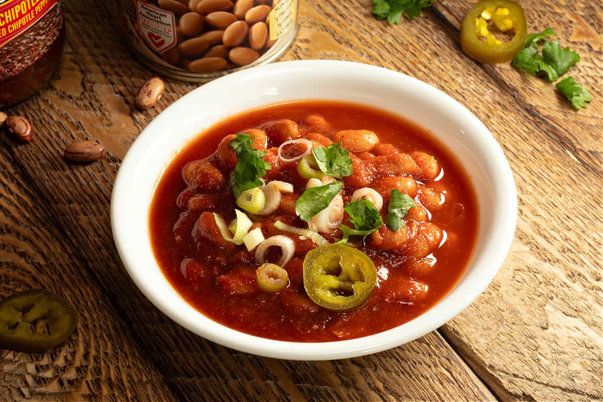 overhead shot of my chipotle chili beans