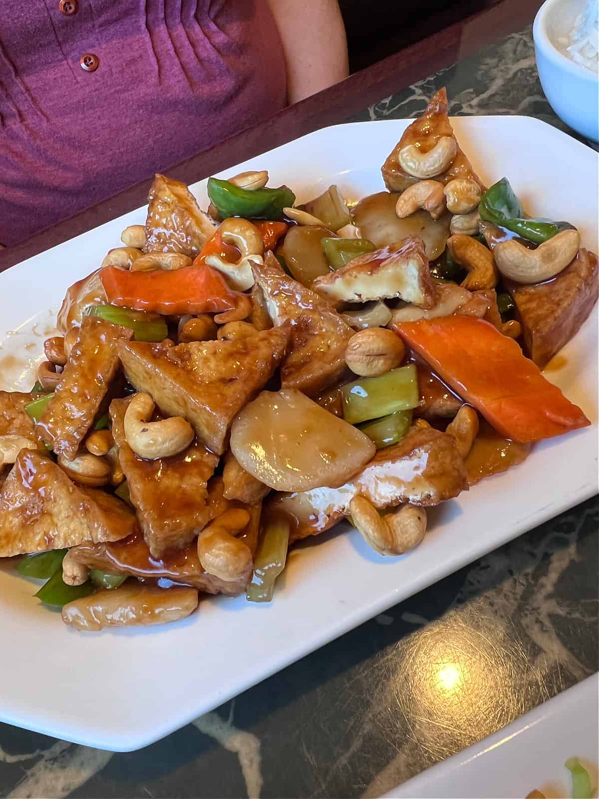 vegan cashew chicken from dynasty Chinese in Sequim, wa