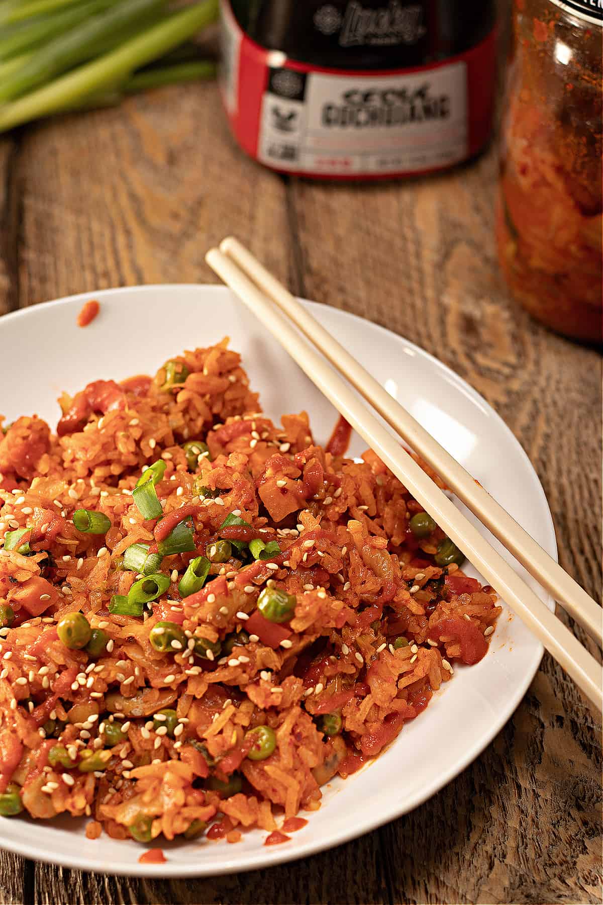 Vegan Kimchi Fried Rice (oil-free)