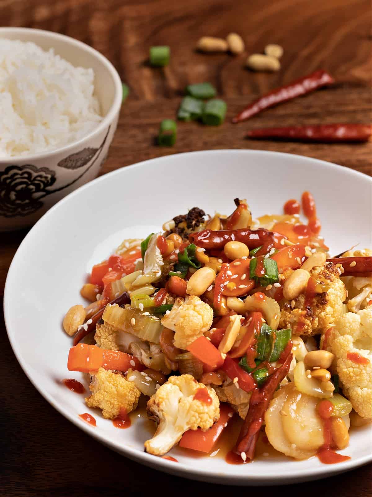 bowl of kung Pau cauliflower with rice