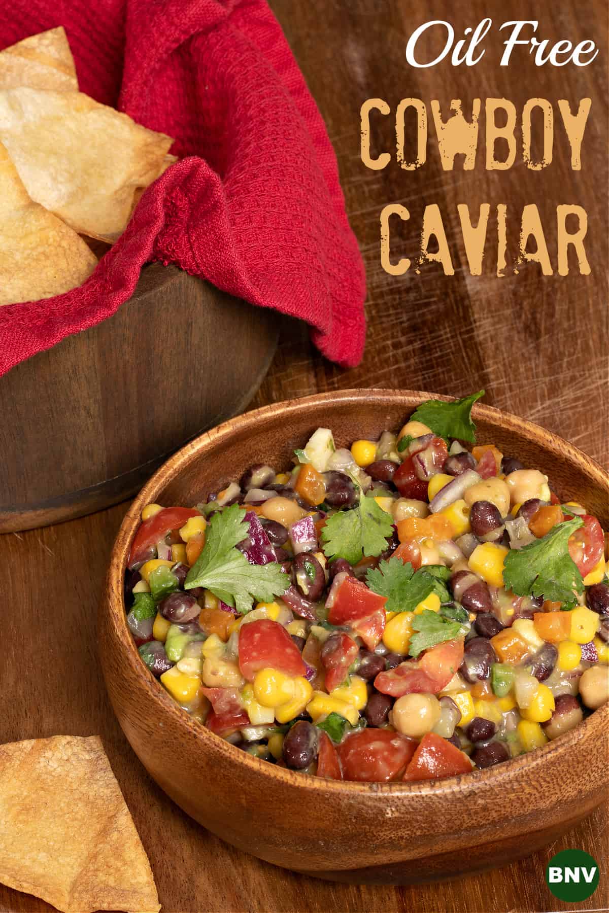 cowboy caviar with a bowl of chips