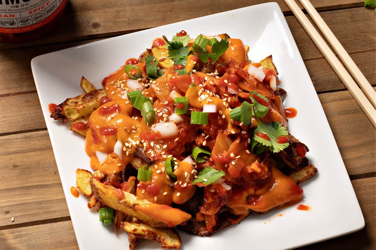 Oil-Free Kimchi Fries - Brand New Vegan