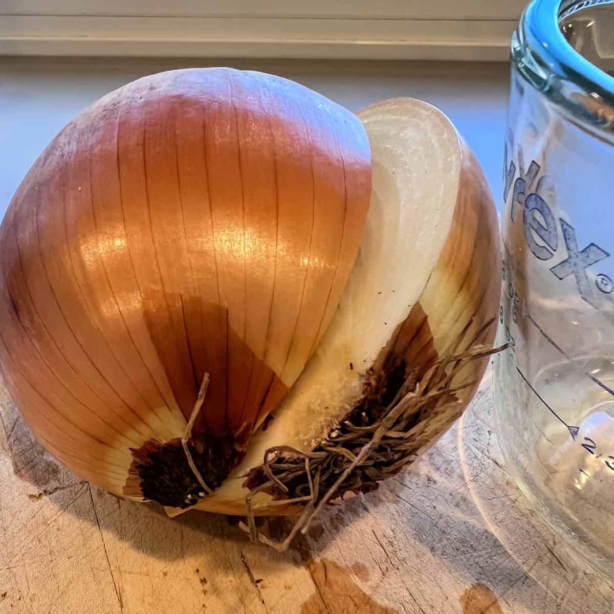 cutting an onion