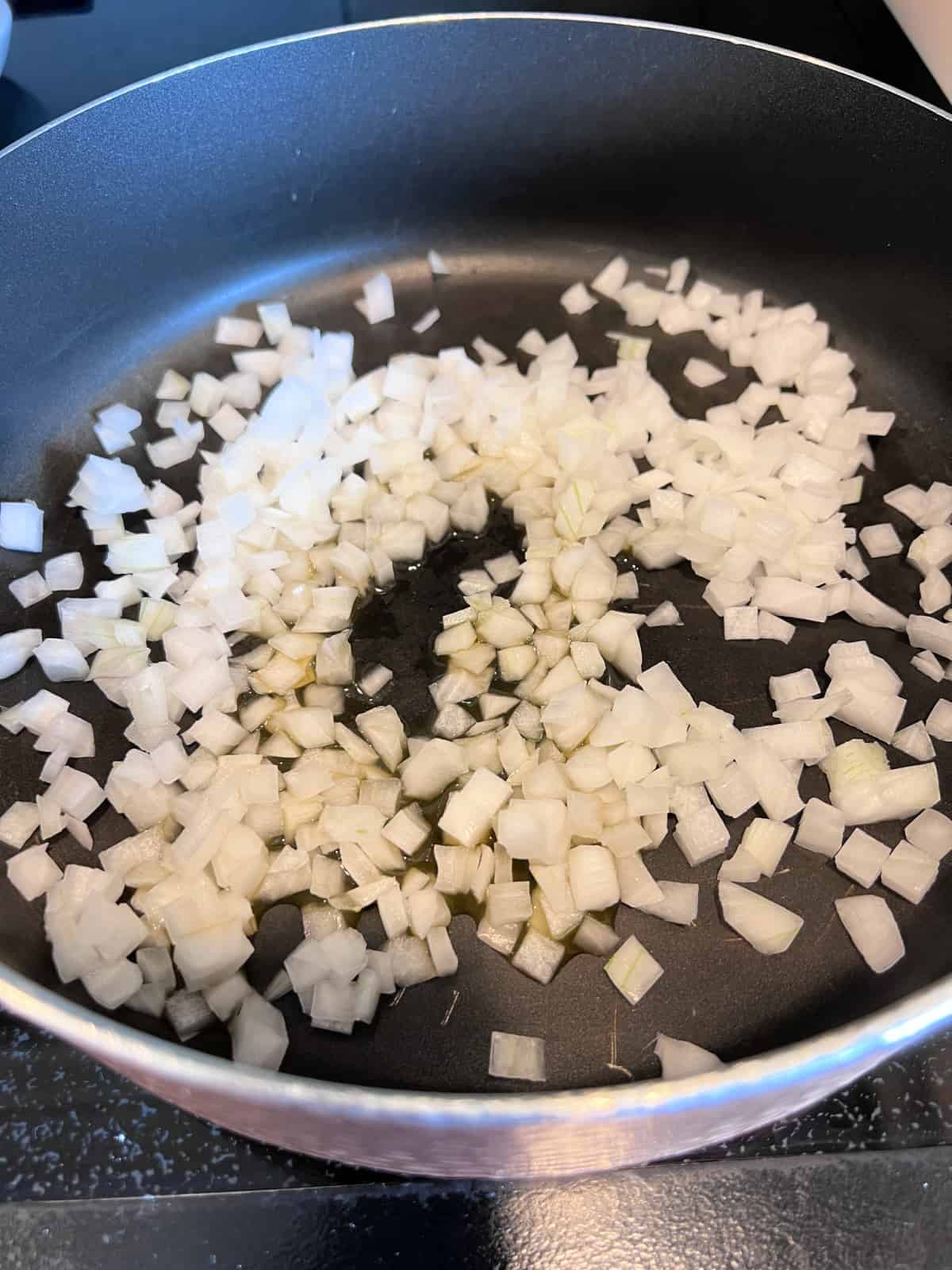 chopped onion in a pan