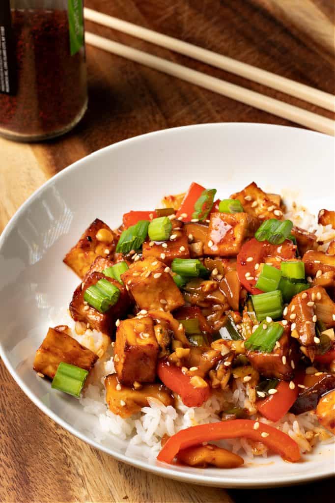 spicy air-fried garlic tofu