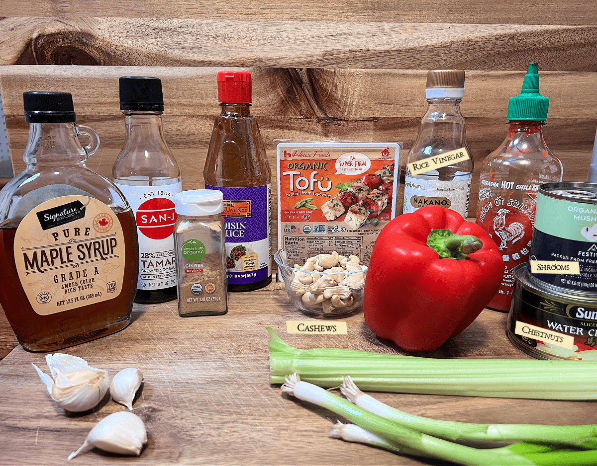 ingredients to make vegan cashew chicken