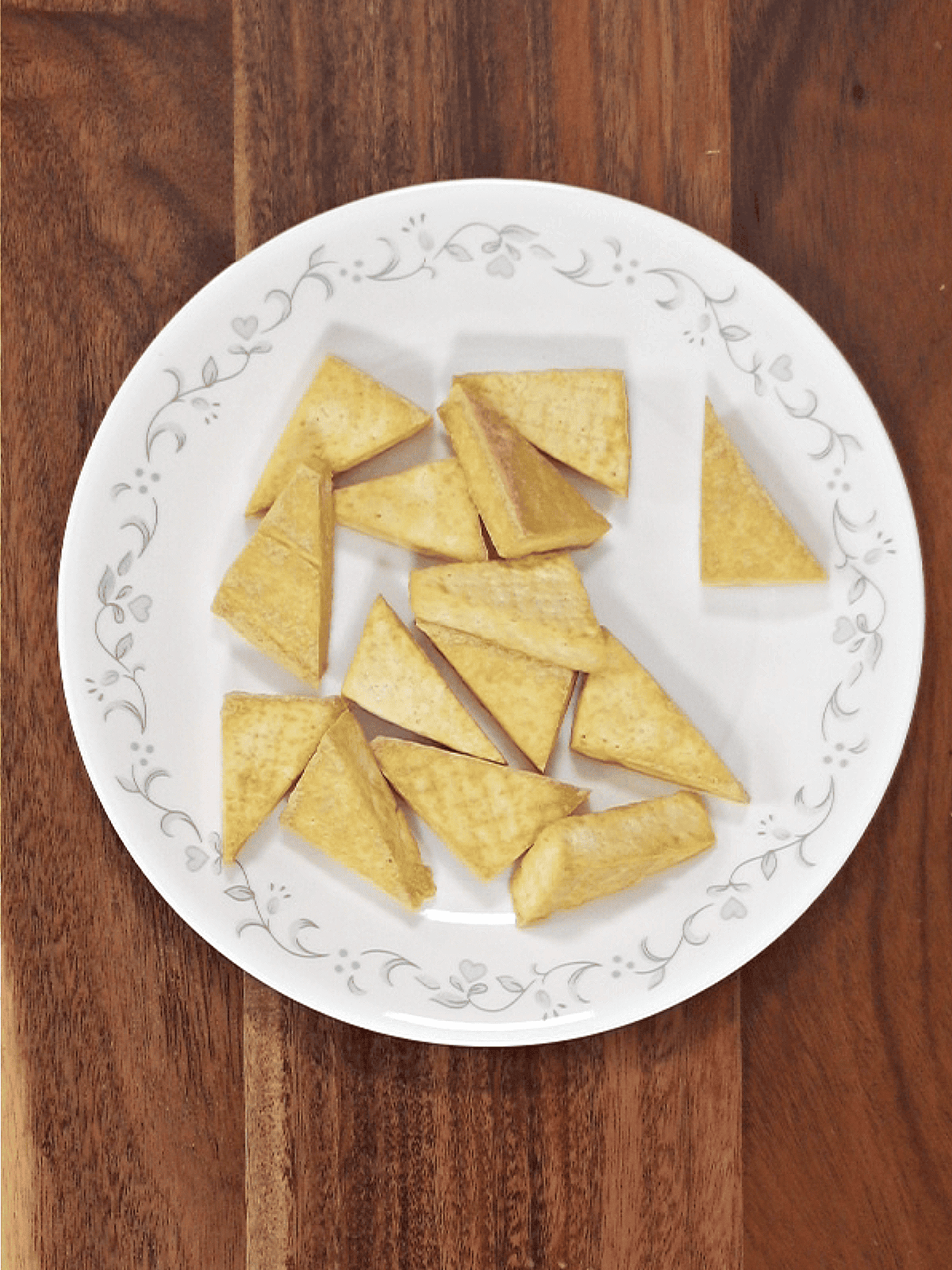 triangles of tofu that have been air fried